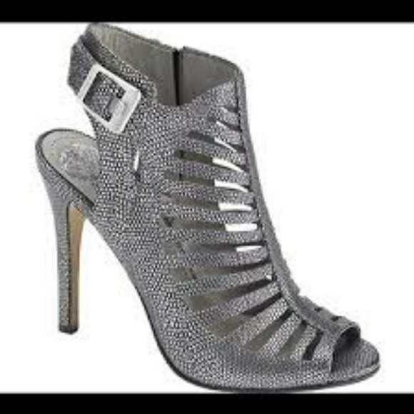 Vince Camuto Aphrodite open toe pewter heels - Picture 2 of 8